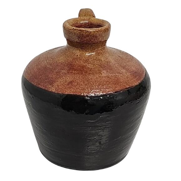 Vintage Old Sturbridge Villiage Elegant Brown Black Red Pottery Jug Three Tone - Picture 2 of 6